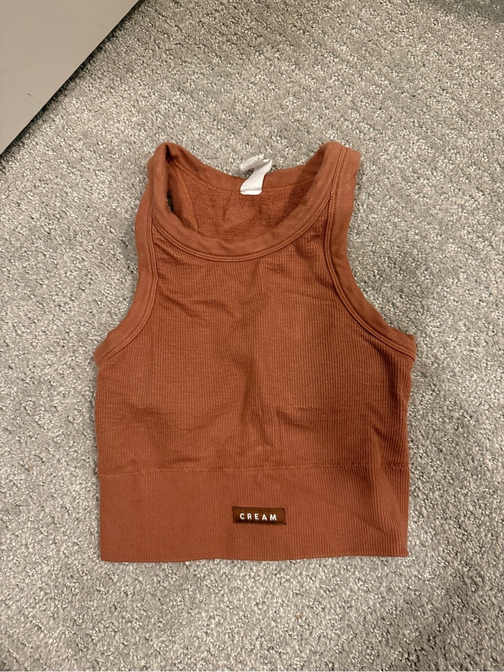 CREAM Ribbed Cropped Tank Top in Rust